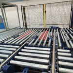 Convoyeur à rouleaux pour un transfert des produits à 90°