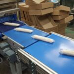 Ce convoyeur agroalimentaire accélérateur conçu par Primaplast est idéal pour les lignes de production nécessitant un espacement précis entre les produits.